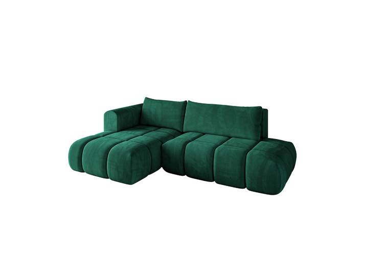 ECKSOFA Ottomane Links CLOUD-L 280x185x90 Dunkelgrün Velours