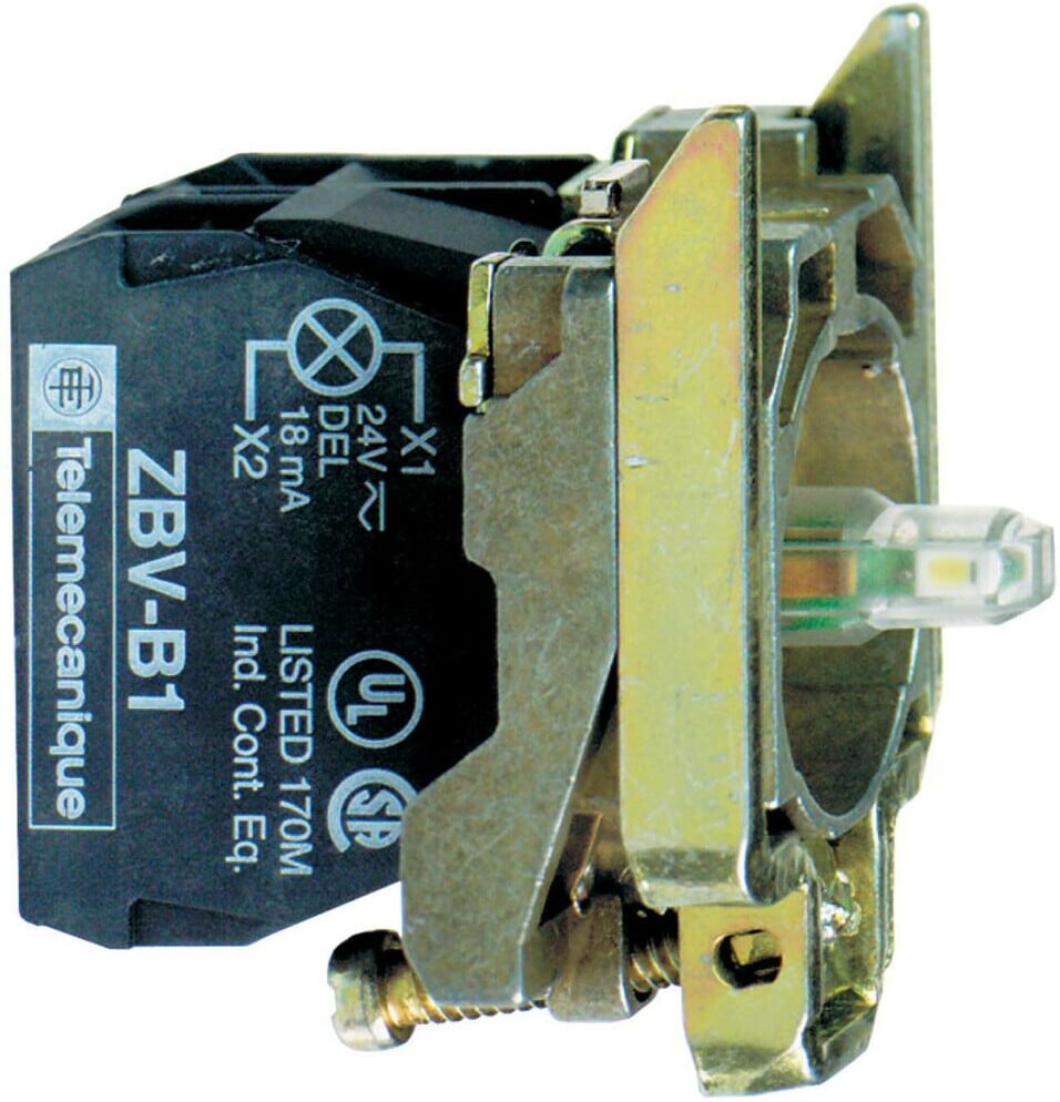 Schneider Electric Hilfsschalterblock 1S 1Ö m.LED-M,ws 24V ZB4BW0B15)