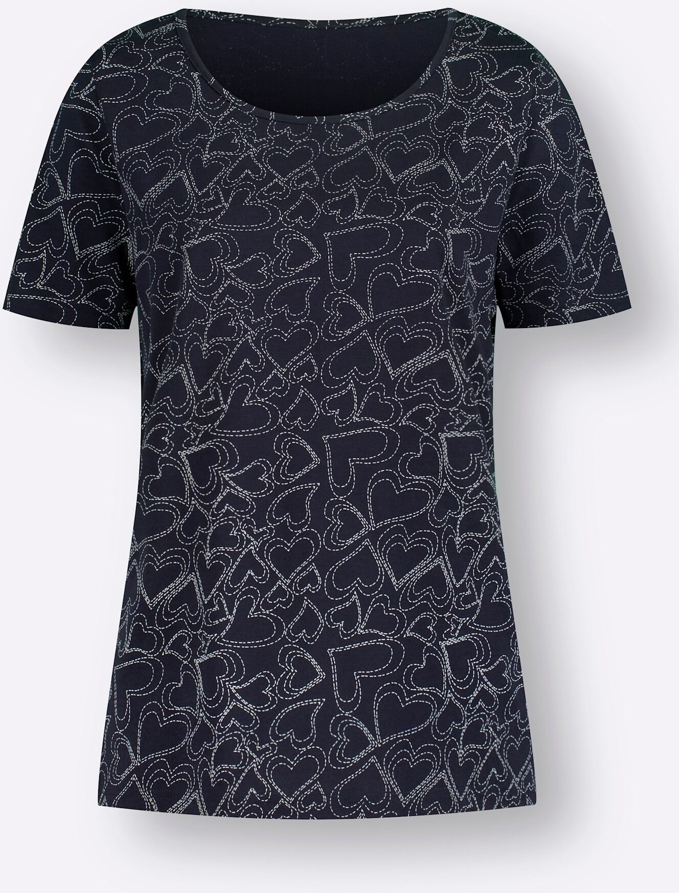 T-Shirt CLASSIC BASICS "Druck-Shirt", Damen, Gr. 52, blau (marine, bedruckt), 100% Baumwolle, bedruckt, gemustert, mehrfarbig, Rundhals, Shirts T-Shirt