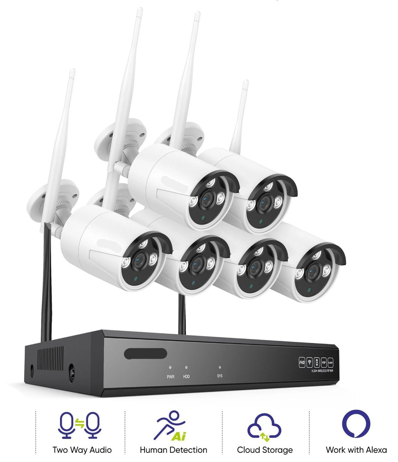 Selius Complete Draadloze Beveiligingsset met 6 Wifi IP Camera's en NVR Recorder