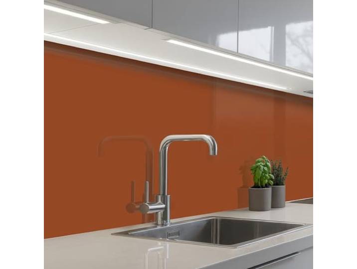 KitchenYeah© Küchenrückwand Selbstklebend Küchenspritzschutz Rückwand 60x250 cm - Wandschutz Ohne Bohren Spritzschutz Wand Wandverkleidung Terracotta - Braun - Palette - Einfarbig - Farben