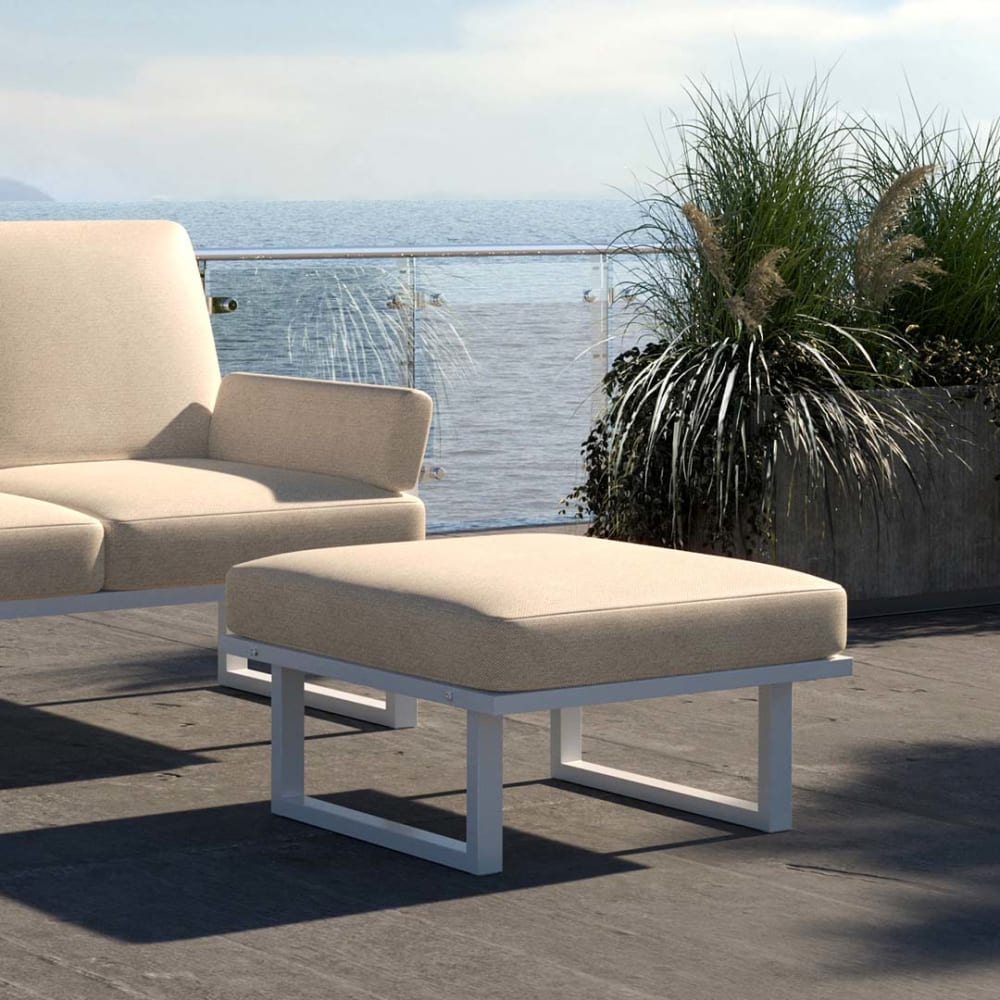 Mesonica Pouf beige clair - cadre blanc Beige 76x40x76cm