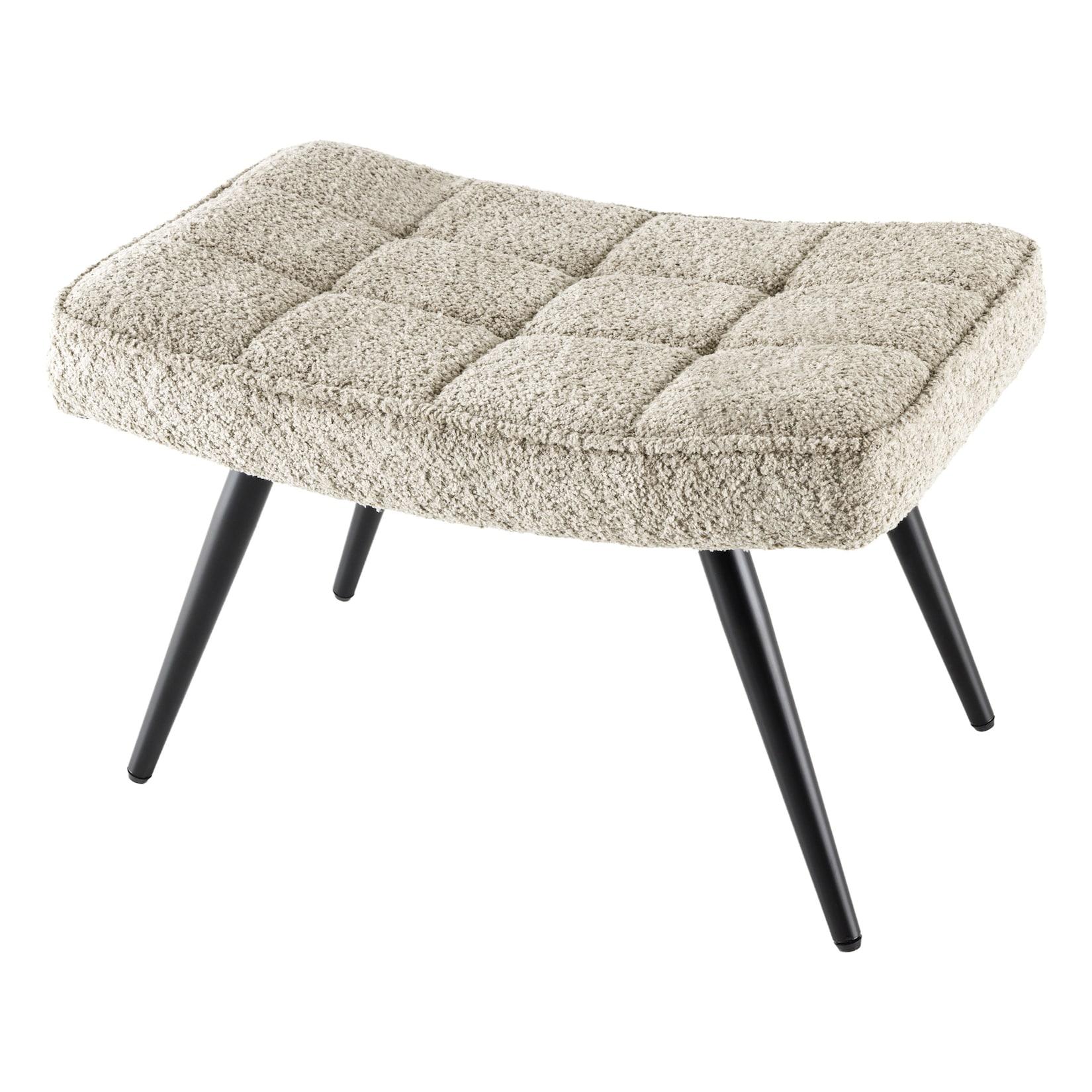 riess-ambiente Hocker SCANDINAVIA - modern champagner greige Bouclé schwarze Metallbeine Fußhocker