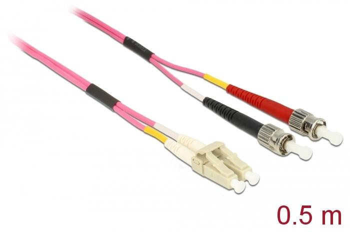 Delock Glasvezelkabel LC naar ST multimode OM4 0,5 meter