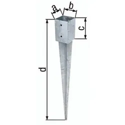 GAH Alberts Einschlag-Bodenhülse a101xb101xc150xd900mm STA roh TZN - 211318
