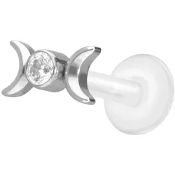 PTFE Labret mit Innengewinde + Titan-Aufsatz 2 MONDE + KRISTALL