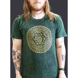 Nomad Sari Stonewashed Cotton T-Shirt – Chakra – Green – Large