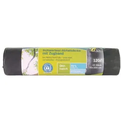 Secolan 10 Schwerlast-Müllsäcke 120 L schwarz schwarz, 70x100 cm