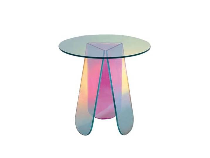 Beistelltische Acryl Regenbogen Beistelltisch Kleiner runder Tisch Wohnzimmer Haushalt Moderner einfacher Sofa Couchtisch Balkon Dazzle Color Glastisch Couchtisch(50 * 60cm)