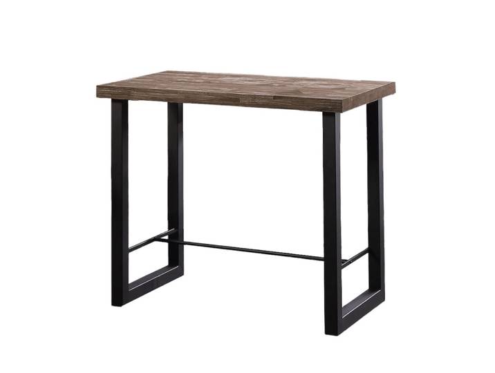 Table haute en acier et bois foncé