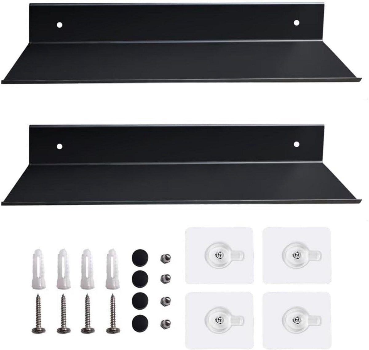 Set van 2 aluminium zwevende wandplanken voor badkamer, keuken of woonkamer