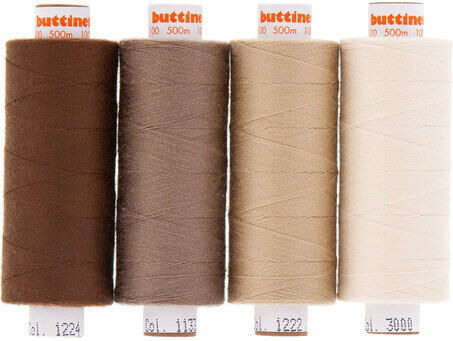 buttinette Nähgarn-Set "Brauntöne", Stärke: 100, 4x 500 m