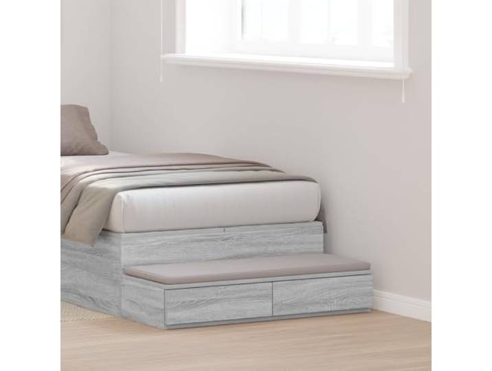 HEFZGDB Grauer Sonoma Nachttisch mit Zwei Schubladen aus Holzwerkstoff, 100x36,5x16,5 cm, Stauraum Beistelltisch, modernes Design für Schlafzimmer und Wohnbereich, pflegeleicht