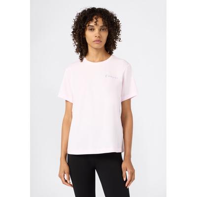 T-Shirt CHAMPION "Graphic Crewneck T-Shirt", Damen, Gr. M, rosa (ctp), Obermaterial: 100% Baumwolle, Rundhals, Shirts T-Shirt, mit Rundhalsausschnitt, Kurzarm, aus Baumwolle