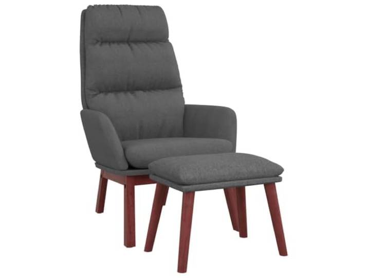 Relaxsessel mit Hocker Dunkelgrau Stoff Metallrahmen,Beine aus massivem Kautschukholz,atmungsaktiver Stoff,flexibel platzierbarer Hocker