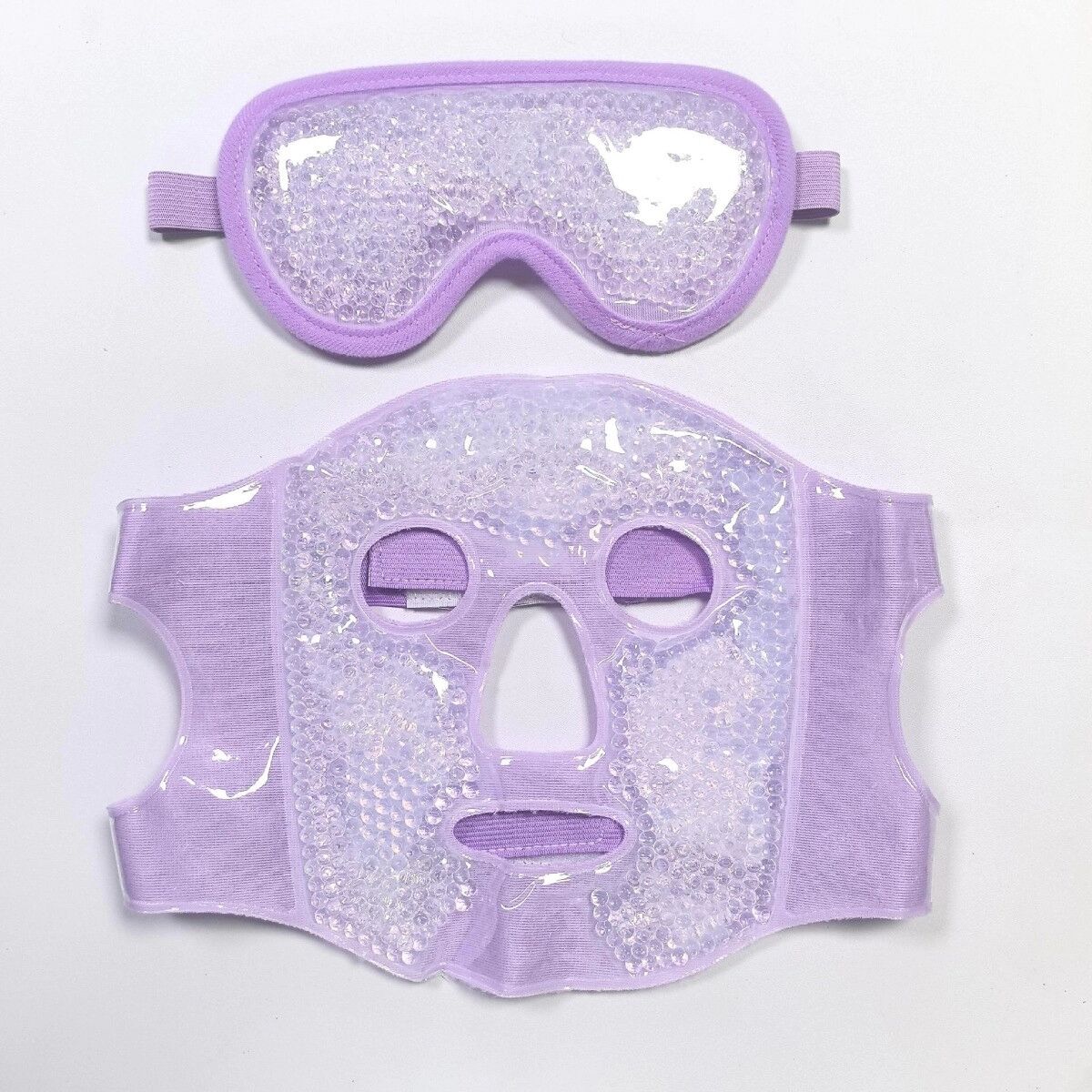 INF Gel-Perlen-Gesichtsmaske und Augenmaske Kombi-Set für Heiß- und Kältetherapie – Wiederverwendbare Gel-Perlen Kühl- und Violett