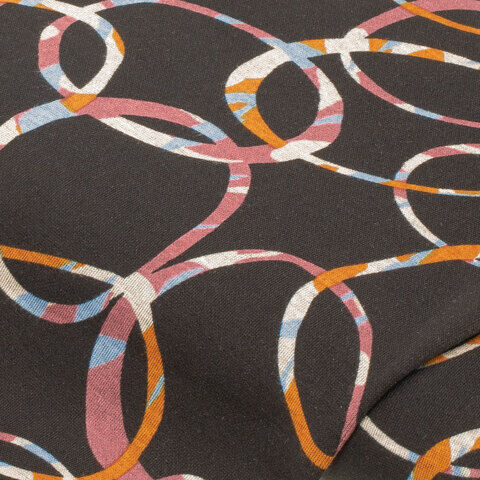 Romanit-Jersey "Kreise", schwarz-color