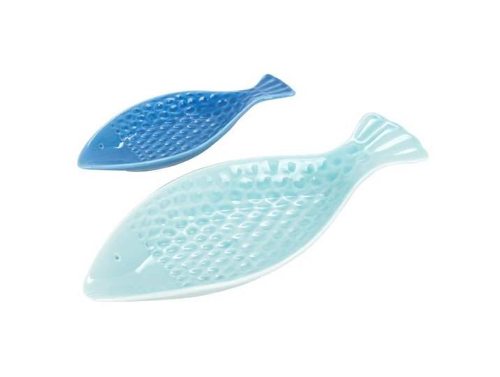 Objet Décoratif - SIGNES GRIMALT - Assiette en Forme de Poisson - Céramique - Bleu - 30x12cm