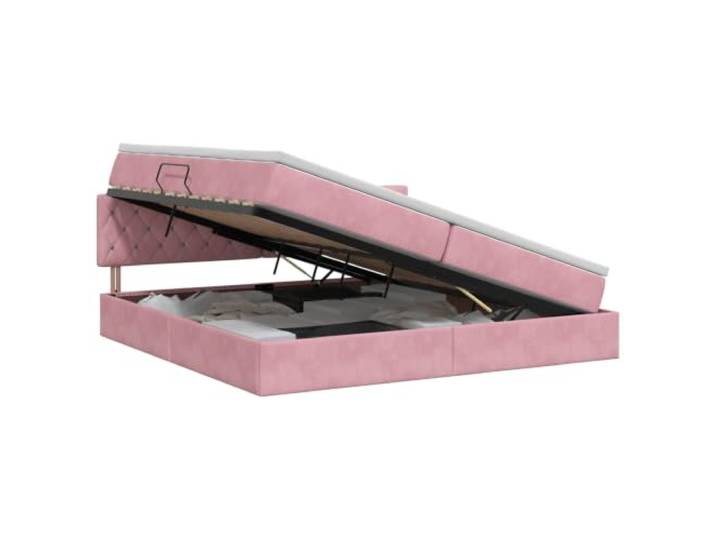 KTHLBRH Bett mit Stauraum und Kopfteil Rosa 200 x 200 cm Samt Hydraulisches Heben, weicher Samt, quadratische Griffe, Platz unter der Matratze, minimalistischer Stil
