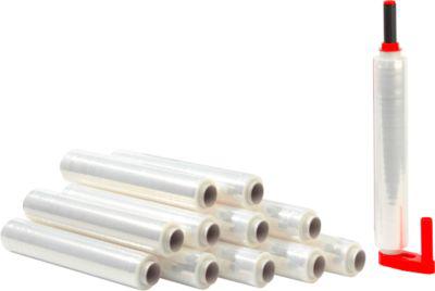 Sparset 12 Rollen PE-Stretchfolie + 1 Griff-Set