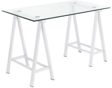 Office Star Products OSP Middleton Desk with Clear Glass Top and Metal Base