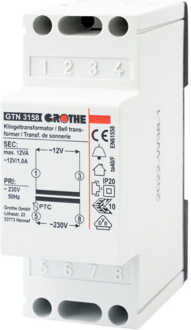 Grothe Transformateur de sonnette GTN 3158 1,0A (14058)