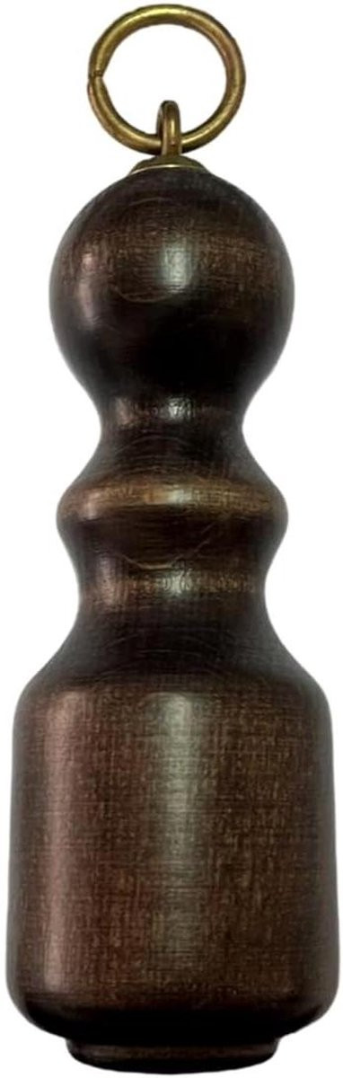 Gordijnkoord Lus Touwspanner Hout met Metalen Haak - Walnoot - 11 cm