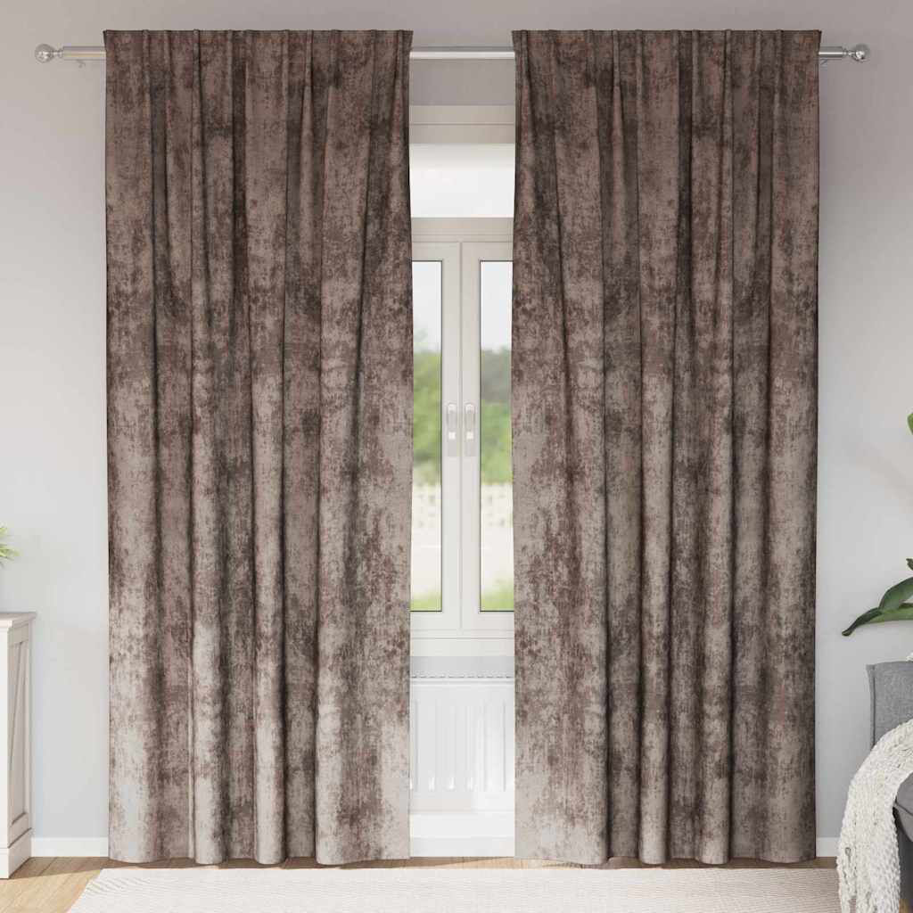 Fairmont Park Curtain With Curtains 2 Pcs Velvet Cappuccino 140cm Width x 260cm Drop