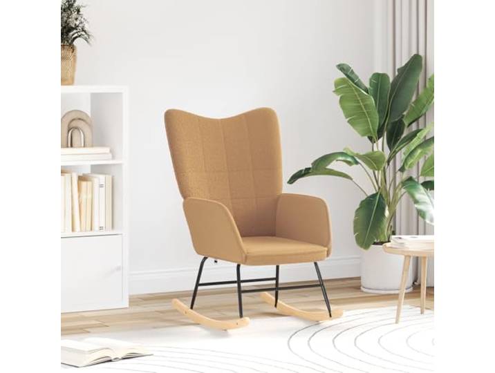 HEFZGDB Moderner Schaukelstuhl Beige mit Wollähnlichem Stoff, Bequemer Relaxsessel für Wohnzimmer, Sanftes Wippen und Robuster Metall-Holz-Rahmen, Stilvolles Design für Entspannung