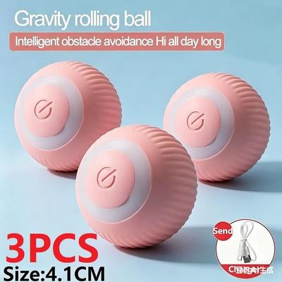 Inspired Finds Smart Rolling Interactive Cat Ball Toy For Indoor Cats With Automatic Motion 3pcs pink Pink Pink
