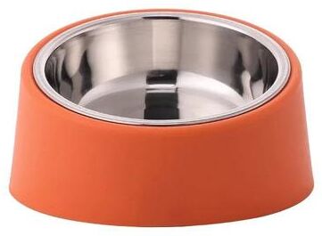 Uplift Essentials Professional Angled Stainless Steel Anti Tip Pet Bowl orange