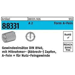 Amecoil, Gewindeschneider + Gewindebohrer, Gewindeeinsatz R 88331 Form A-Fein M 14x1,25x16,4 A 2