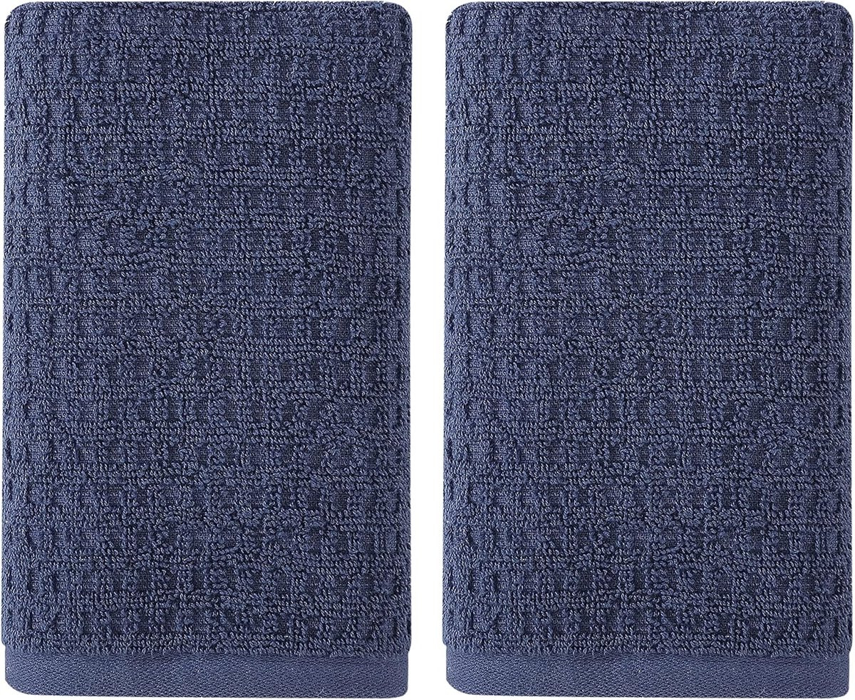 Set van 2 absorberende katoenen badhanddoeken - Blauw