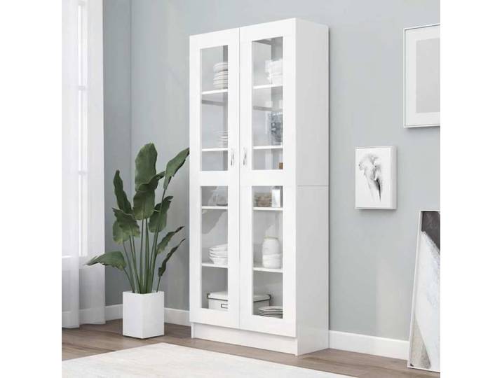 Armoire à vitrine - FDIT - Blanc - 2 portes - 82 5 Armoire à vitrine Blanc 82 5x30 5x185 cm - bois d'ingénierie 17978