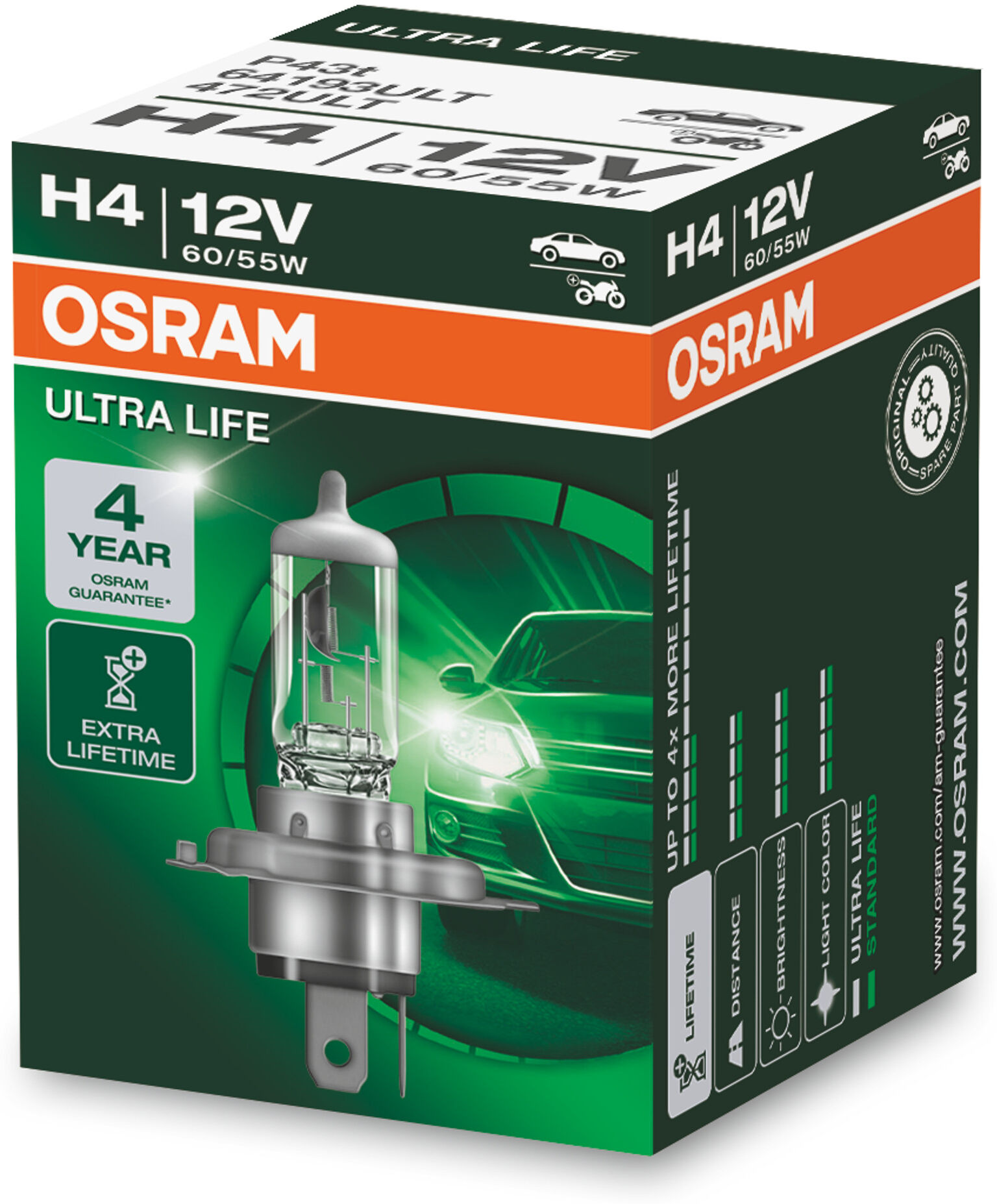 Osram Glühlampe, Nebelscheinwerfer Ultra Life H4 64193ult