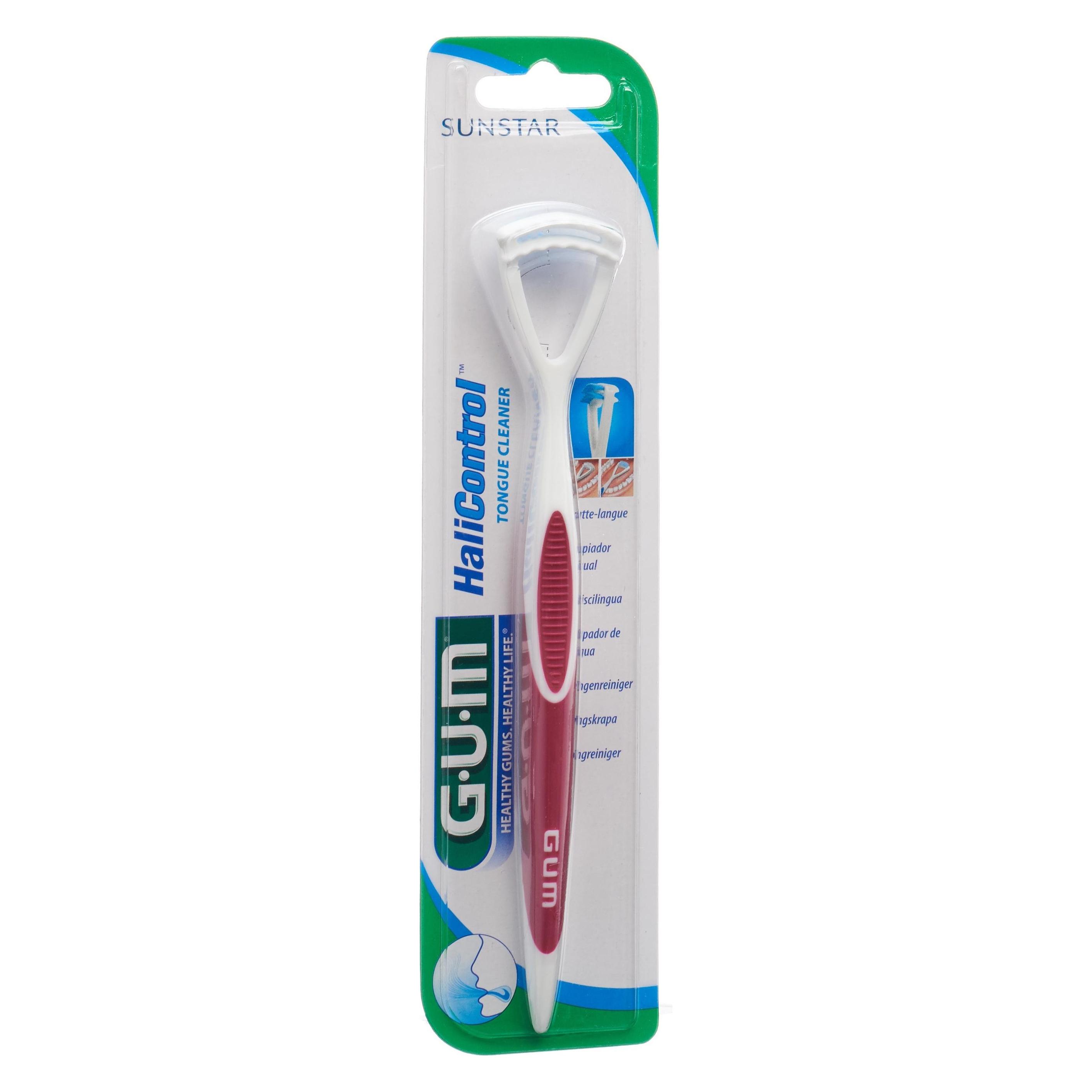 GUM Zungenreiniger HaliControl 1 Stück assortiert (Zungenbürste, Zungenschaber, 1x) (6058963)