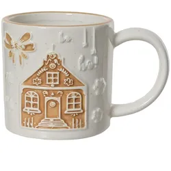 Christmas Decorations 1 Tasse Keramik Lebkuchenhaus Motiv 10cm Weihnachtsbecher Kaffeetasse Teetasse Trinkbecher Heißgetränk Tasse Winter Advent Weihnachtszeit Geschenkidee