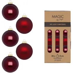 36 Weihnachtskugeln Glas 4cm matt & glänzend Christbaumkugeln Weihnachtsbaumkugeln Weihnachten Christbaumschmuck Weihnachtsbaumschmuck Dunkel Weinrot