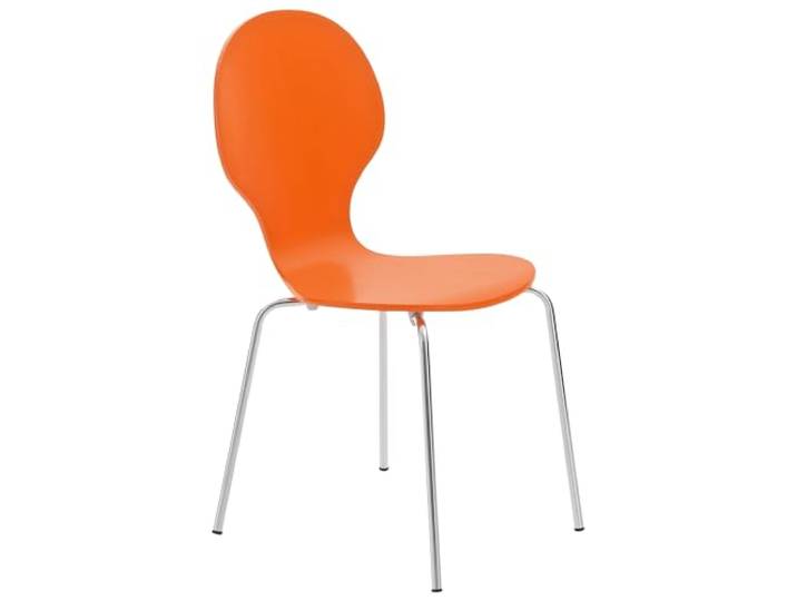 CLP Stapelstuhl Diego I Komfortabler Esszimmerstuhl I Metallgestell, Holzsitz I Ergonomisches Design I Platzsparend In Esszimmer Und Küche Farbe orange