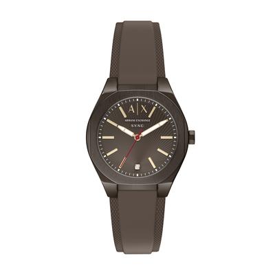 Quarzuhr ARMANI EXCHANGE, braun, Armbanduhren, Damen, Quarzuhr, Armbanduhr, Silikonarmband, analog, Diamant