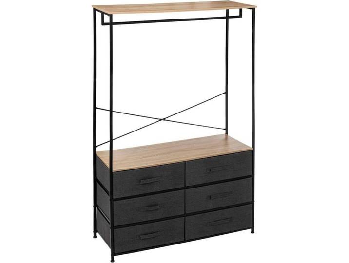 5five Dressing Tissa 6 tiroirs structure métal et effet bois naturel pieds réglables