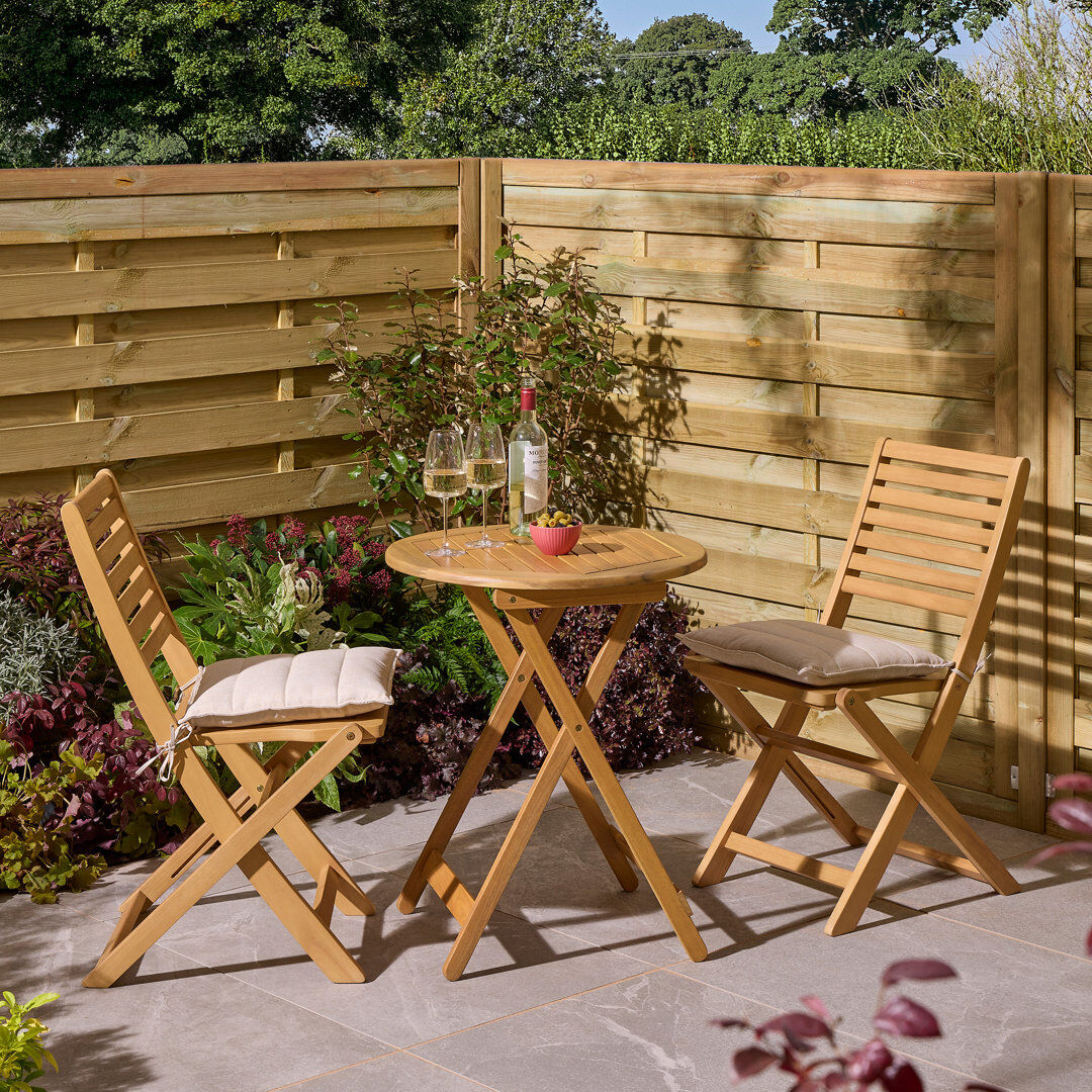 Rowlinson Ashdown Folding Bistro Set with Cushions Brown 2