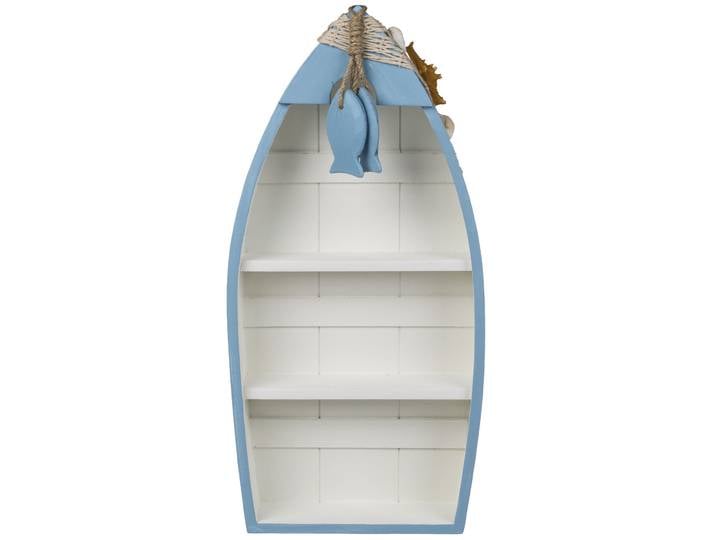 Deko-Boot aus Holz mit maritimer Deko, Mini-Regal, ca. 42 x 19,5 cm