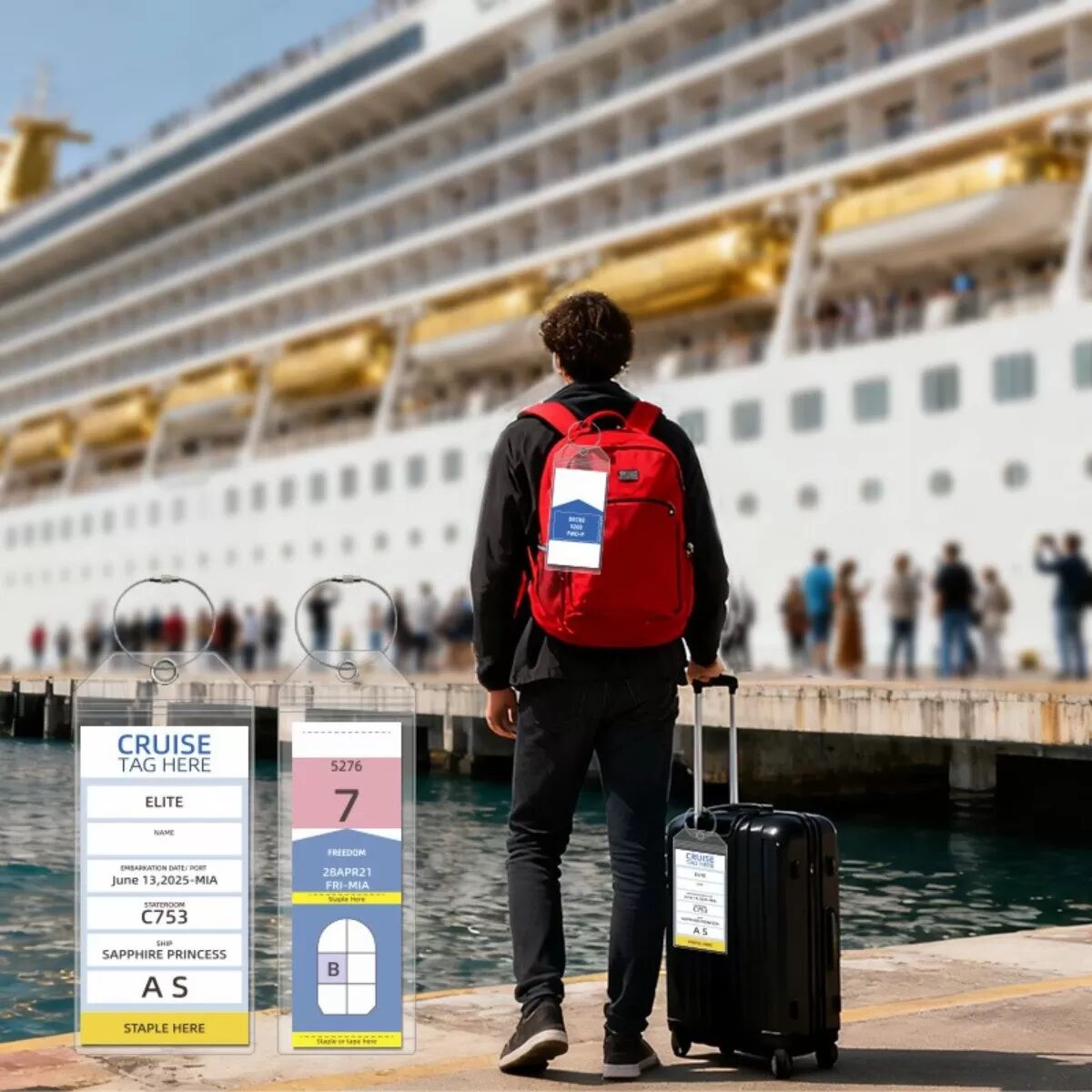 INF Lot de 10 étiquettes de bagage de croisière - Étiquettes étanches en PVC pour navire de croisière S
