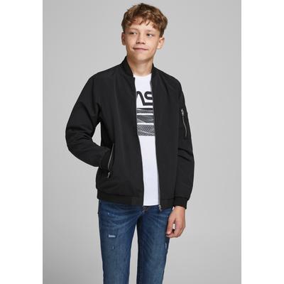 Bomberjacke JACK & JONES JUNIOR "JJERUSH windabweisend und pflegeleicht", Jungen, Gr. 140/146, schwarz, Web, Obermaterial: 100% Polyester. Futter: 100% Polyester, unifarben, normal, Bündchen, Jacken Bomberjacke, unifarben, modisch, regular fit, Web,...