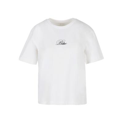 T-Shirt MISS TEE "Miss Tee Babe Wording Tee", Damen, Gr. L, weiß, 100% Baumwolle, bedruckt, oversize, Rundhals, Shirts T-Shirt