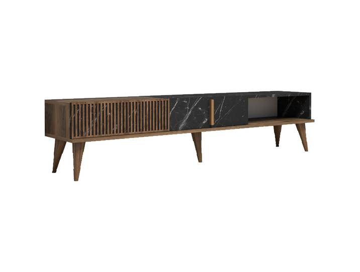 TV-Möbel Georis Nussbaum/Schwarz Holzwerkstoff B 180 cm - TV-Möbel