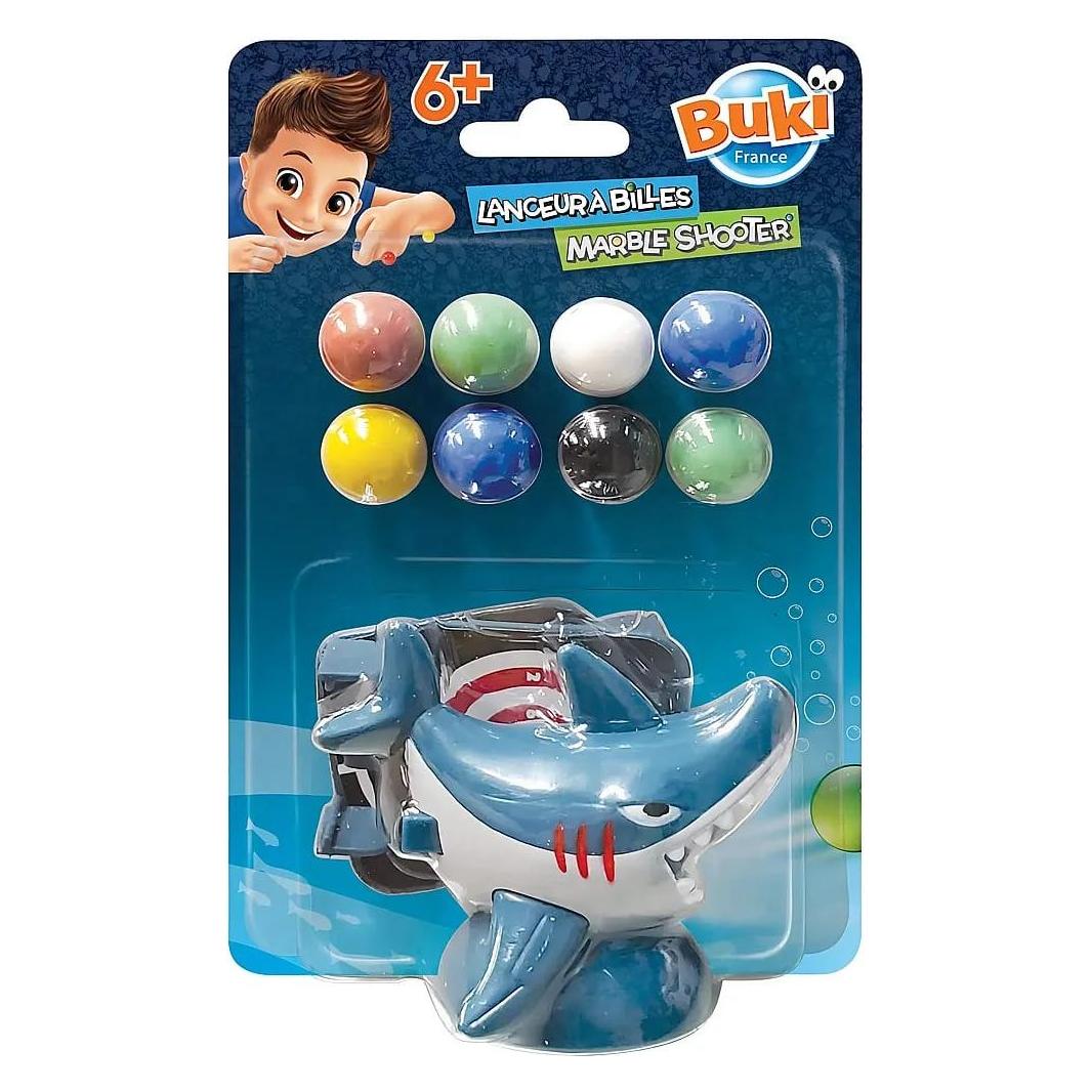 Buki France PM857 Targets/Bullets 8pc Set with Shark Launcher and Targets, Weighted for 6+ Years (PM857)
