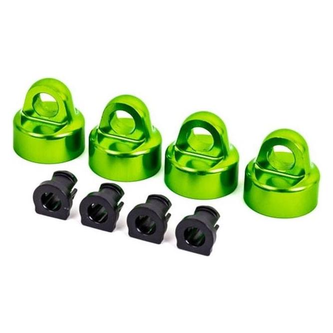 Traxxas gtx dämpfer-kappen alu grün eloxiert + spacer (je 4) für sledge (TRX9664G)