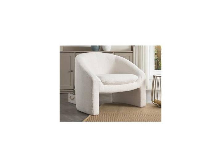 Fauteuil en tissu bouclette blanc OSSANA